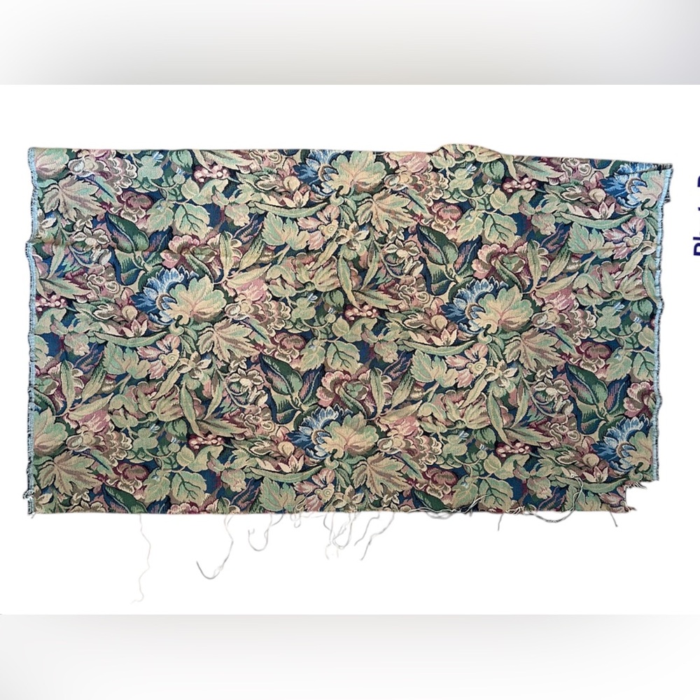 Tapestry Fabric Floral Foliage Landscape Raw‎ vintage Approx size 54” x 31”